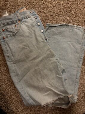 Levi's Light Blue Wide-Leg Button-Fly Jeans